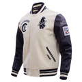 Chicago Cubs Retro Cream Classic Varsity Jacket product image 1, provided for visual reference and product detail review