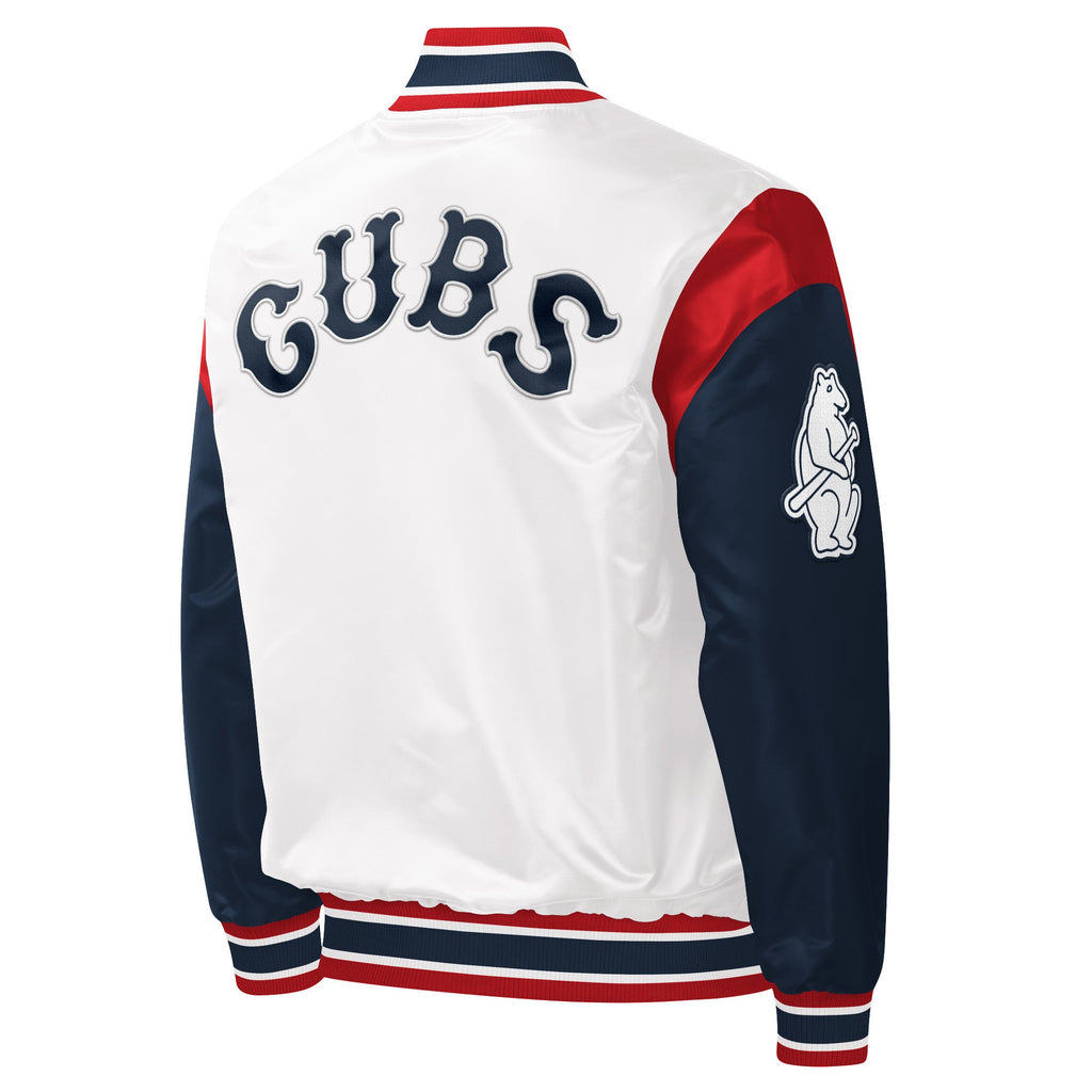 Chicago Cubs White/Red/Navy 1914 Logo Starter Jacket product image 2, provided for visual reference and product detail review