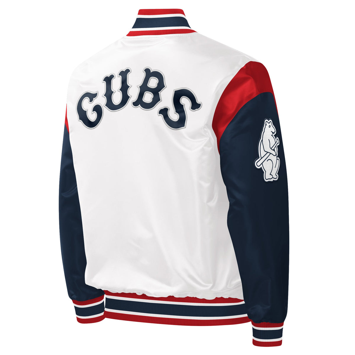 Chicago Cubs White/Red/Navy 1914 Logo Starter Jacket product image 2, provided for visual reference and product detail review