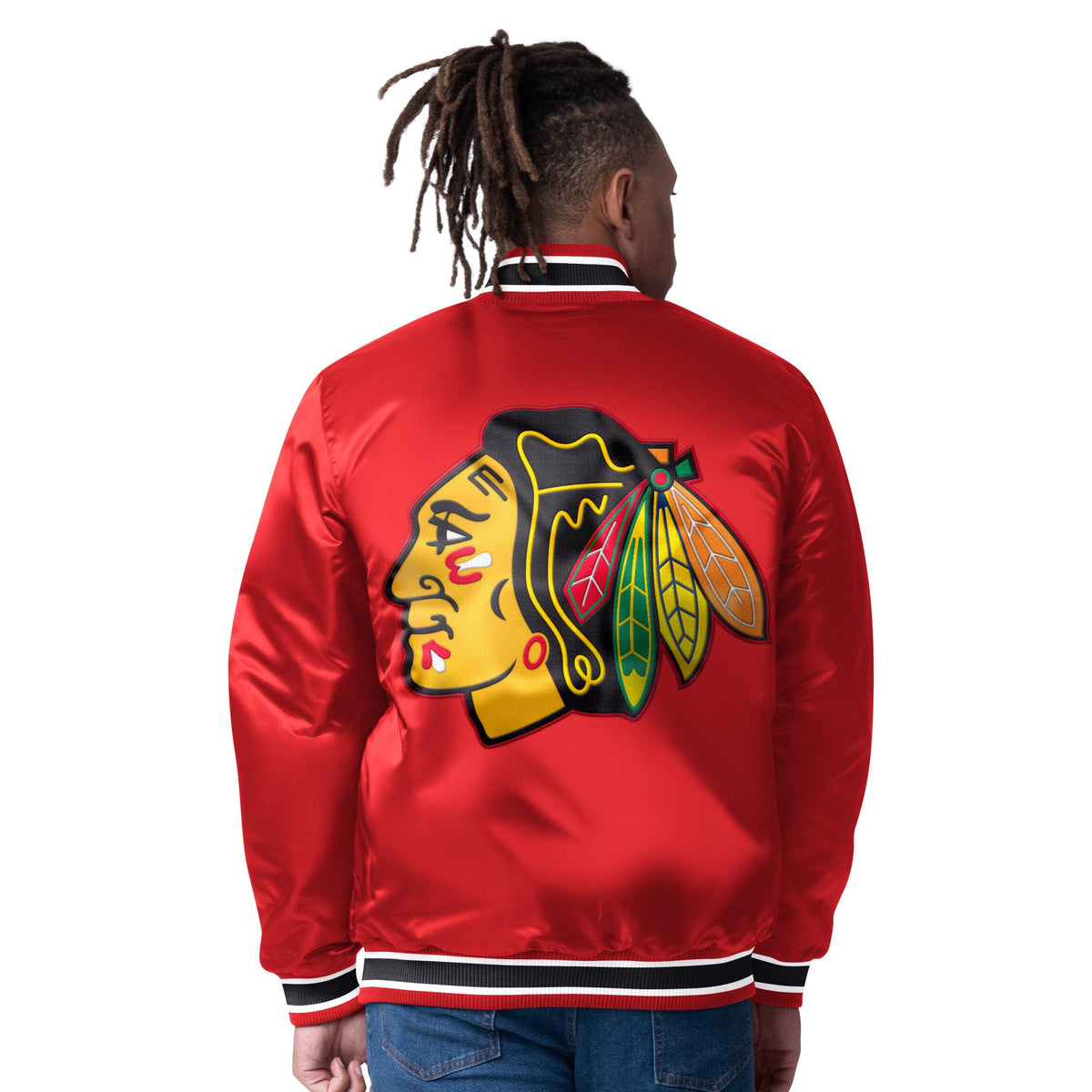 Chicago Blackhawks Starter Closer Reversible Varsity Jacket product image 2, provided for visual reference and product