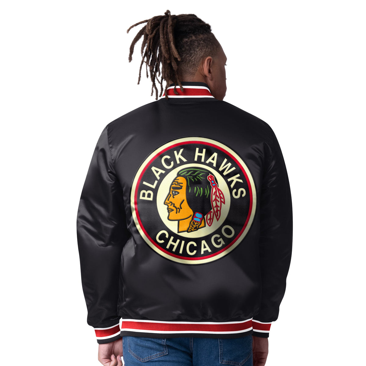Chicago Blackhawks Starter Closer Reversible Varsity Jacket product image 3, provided for visual reference and product