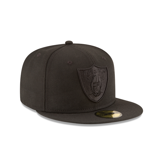 Las Vegas Raiders NFL New Era Men Black on Black 59Fifty League Basic Fitted Hat product image 3, provided for visual