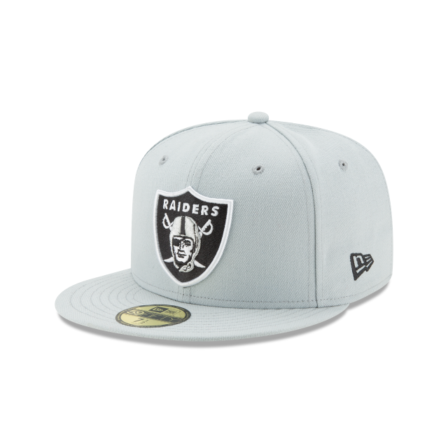 Las Vegas Raiders NFL New Era Men Snow Grey 59Fifty Team Basic Fitted Hat product image 1, provided for visual reference and