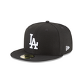 Los Angeles Dodgers MLB New Era Men Black White 59Fifty Basic Fitted Hat product image 1, provided for visual reference and