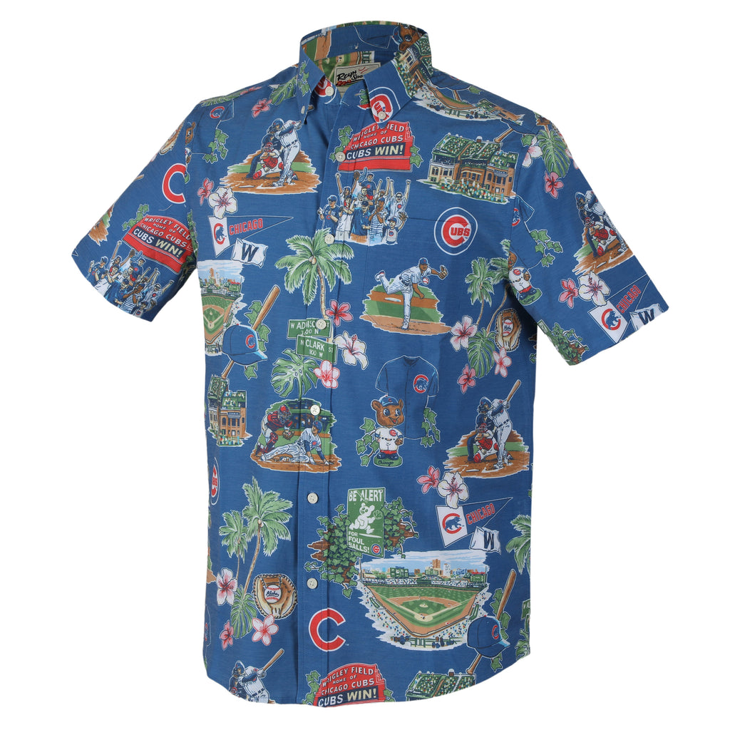 Chicago Cubs Men Royal Scenic Button Down Shirt product image 1, provided for visual reference and product detail review