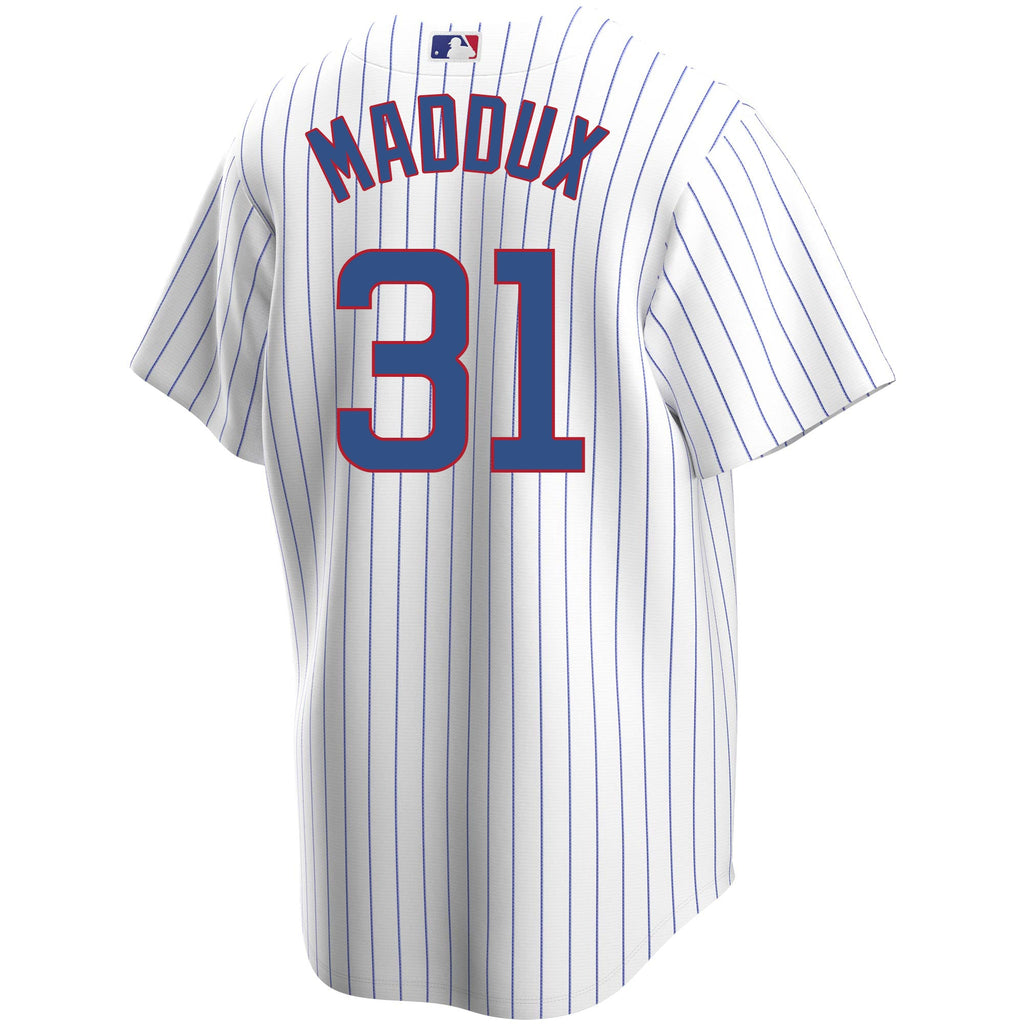 Greg Maddux Chicago Cubs Home Pinstripe Men Replica Jersey product image 2, provided for visual reference and product detail
