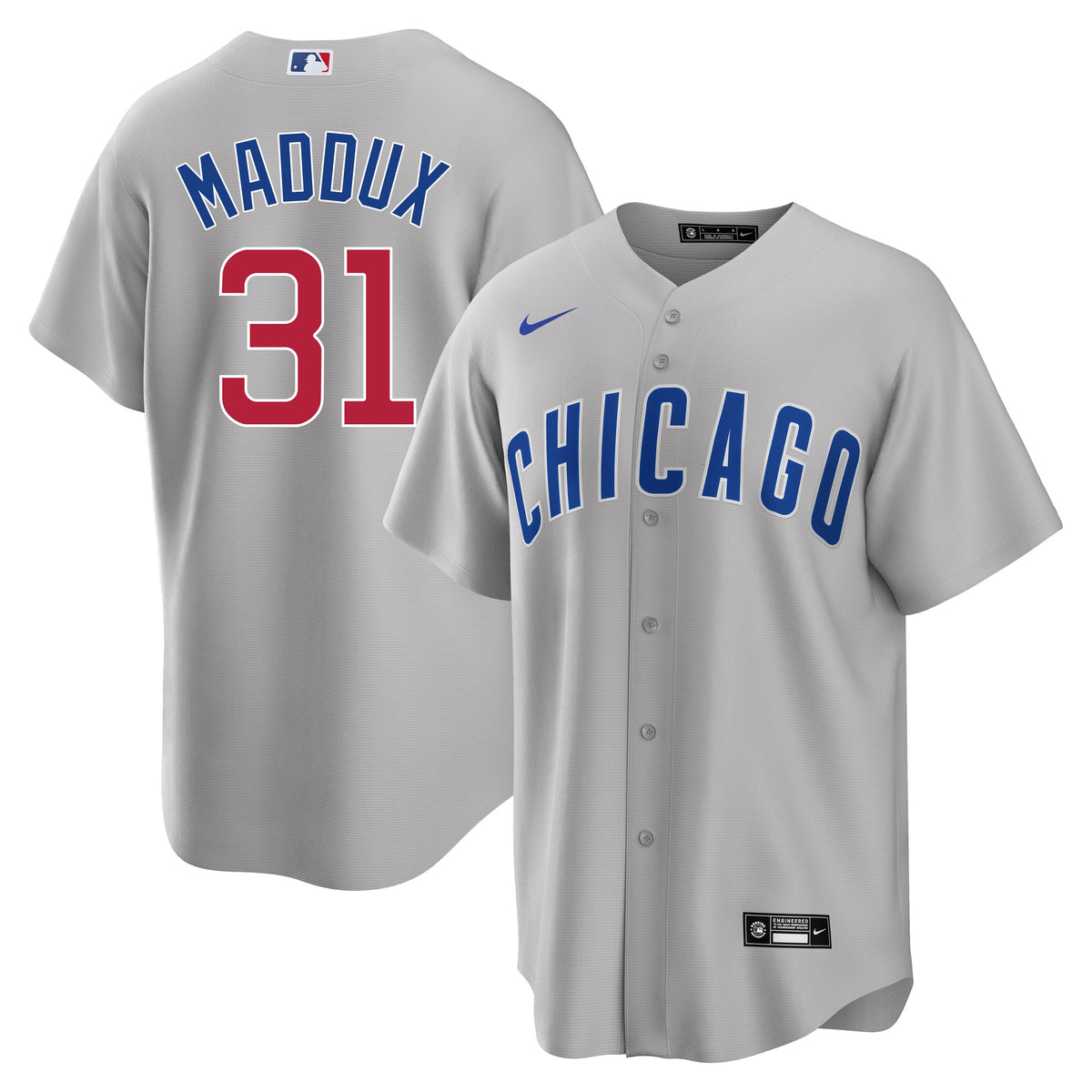 Greg Maddux Chicago Cubs Road Gray Men Replica Jersey product image 1, provided for visual reference and product detail
