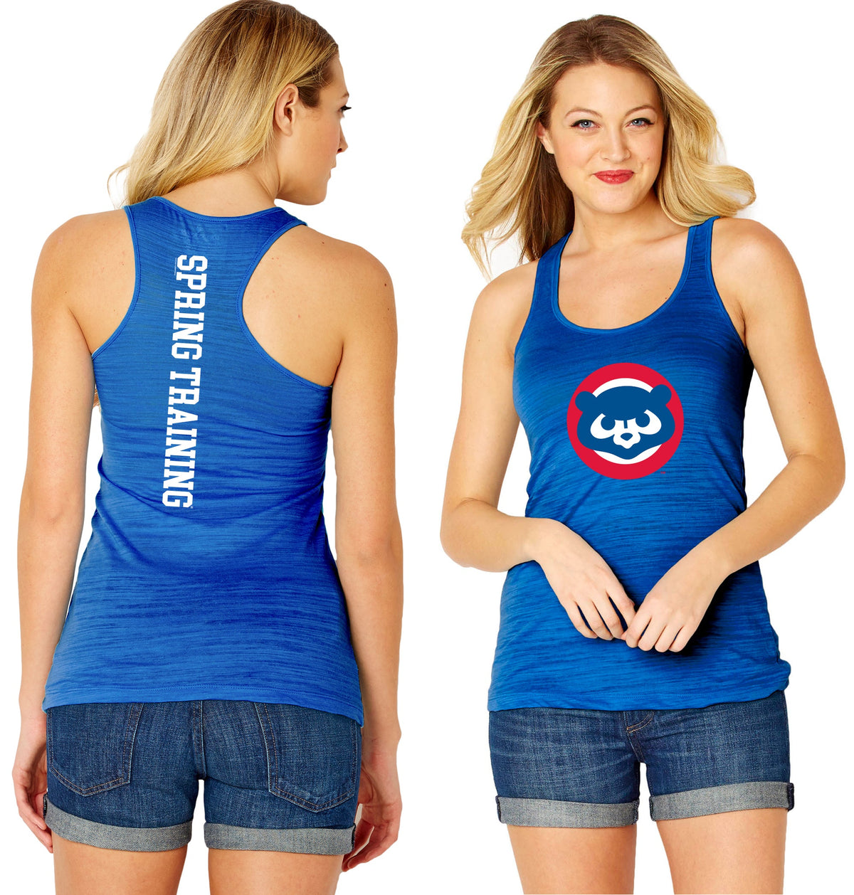 Chicago Cubs Spring Training Woman's Royal Racer Back Tank product image 1, provided for visual reference and product detail