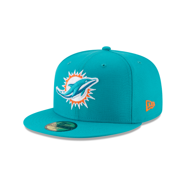 Miami Dolphins NFL New Era Men Teal Breeze 59Fifty Team Basic Fitted Hat product image 1, provided for visual reference and