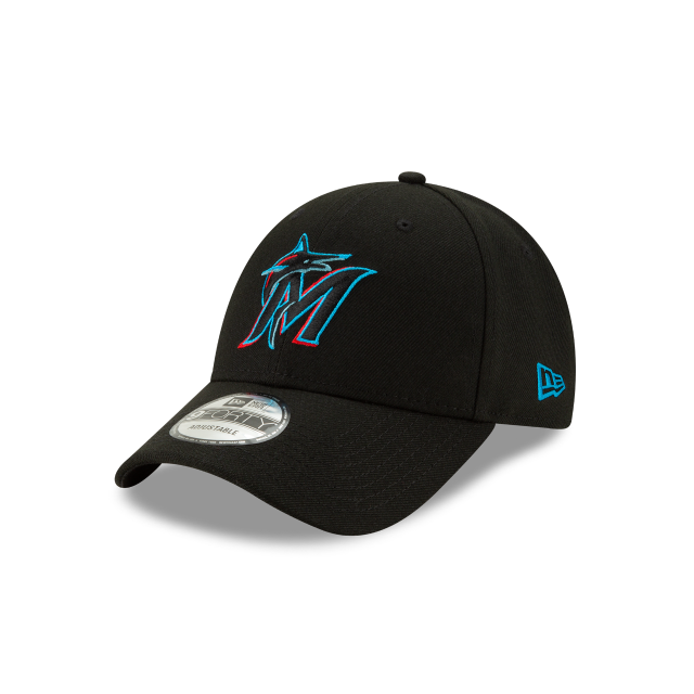 Miami Marlins MLB New Era Men Black 9Forty League Adjustable Hat product image 1, provided for visual reference and product