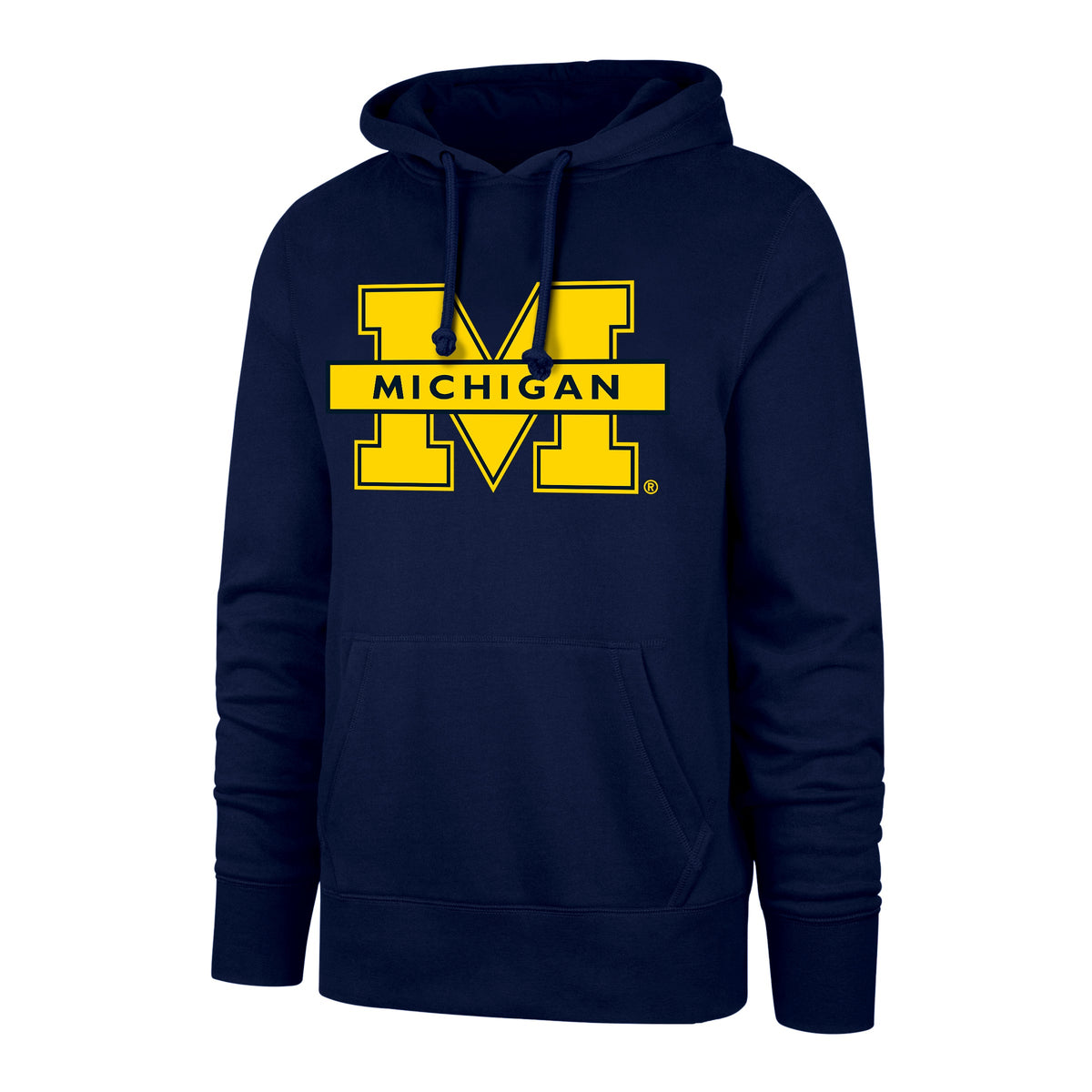 Michigan Wolverines NCAA 47 Brand Men Navy Imprint Headline Pullover Hoodie product image 1, provided for visual reference