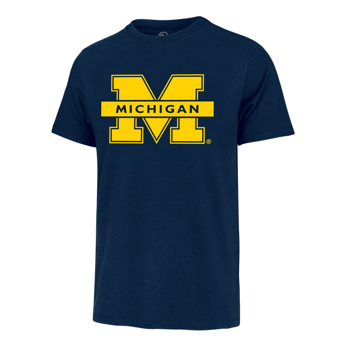 Michigan Wolverines NCAA 47 Brand Men Navy Primary Logo Fan T-Shirt product image 1, provided for visual reference and