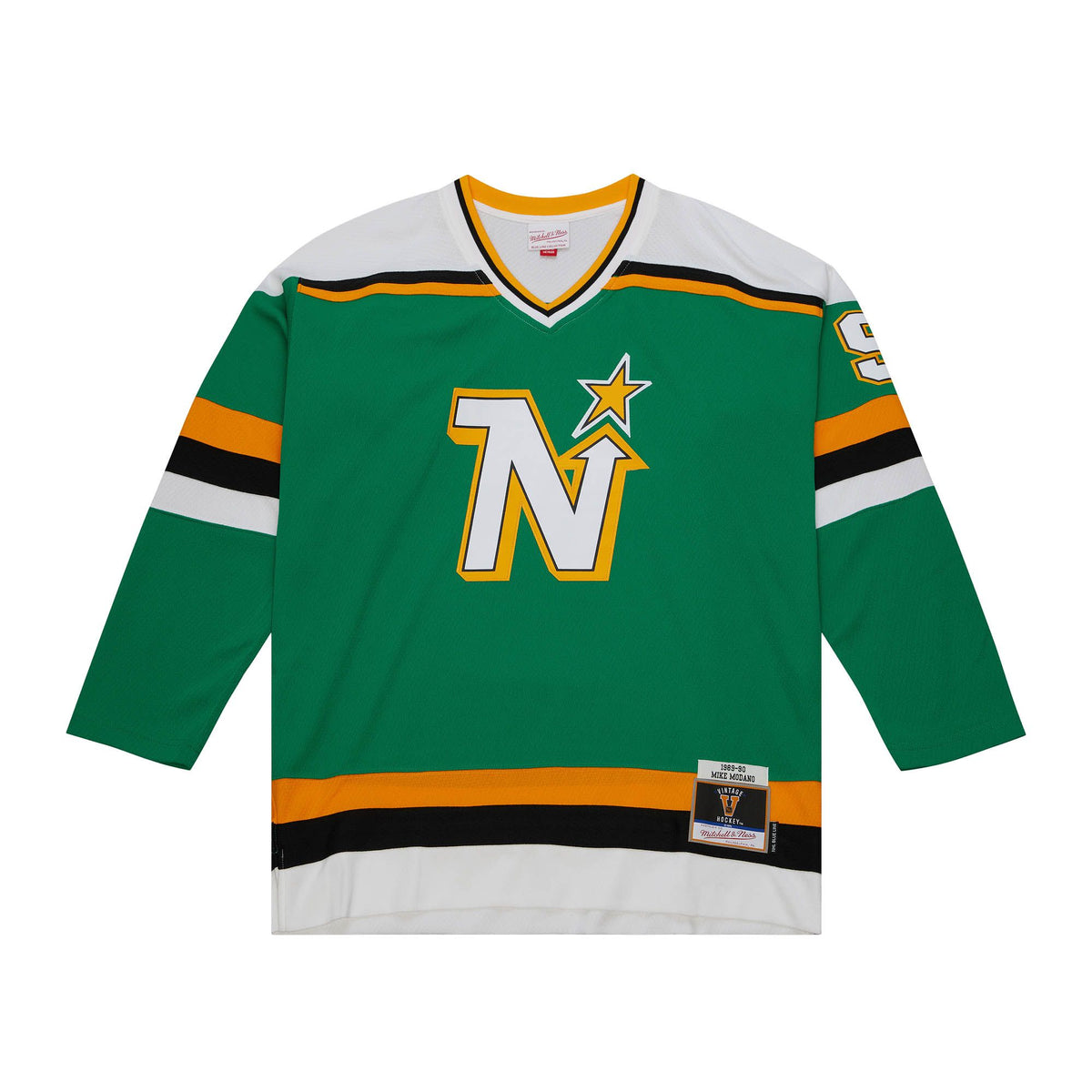 Mike Modano Minnesota North Stars NHL Mitchell & Ness Men Green 1989 Blue Line Authentic Jersey product image 2, provided