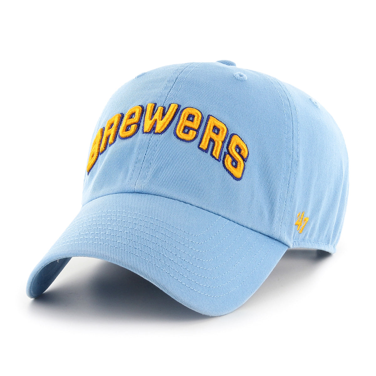 Milwaukee Brewers MLB 47 Brand Men Light Blue Vintage Clean Up Adjustable Hat product image 1, provided for visual reference
