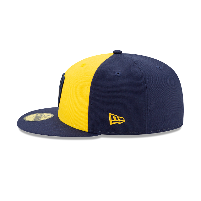 Milwaukee Brewers MLB New Era Men Yellow/Navy 59Fifty Authentic Collection On Field Fitted Hat product image 5, provided for