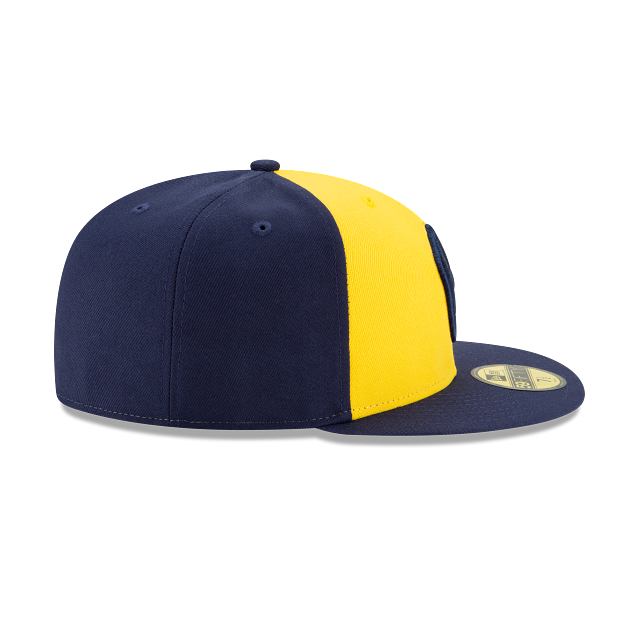 Milwaukee Brewers MLB New Era Men Yellow/Navy 59Fifty Authentic Collection On Field Fitted Hat product image 6, provided for