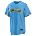 Milwaukee Brewers MLB Nike Men Powder Blue Away Replica Jersey product image 1, provided for visual reference and product