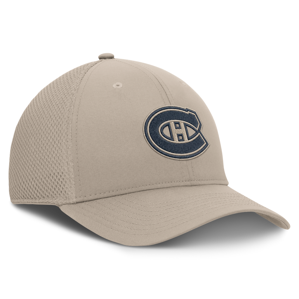 Montreal Canadiens NHL Fanatics Branded Men Beige Authentic Pro Road Stretch Meshback Hat product image 4, provided for