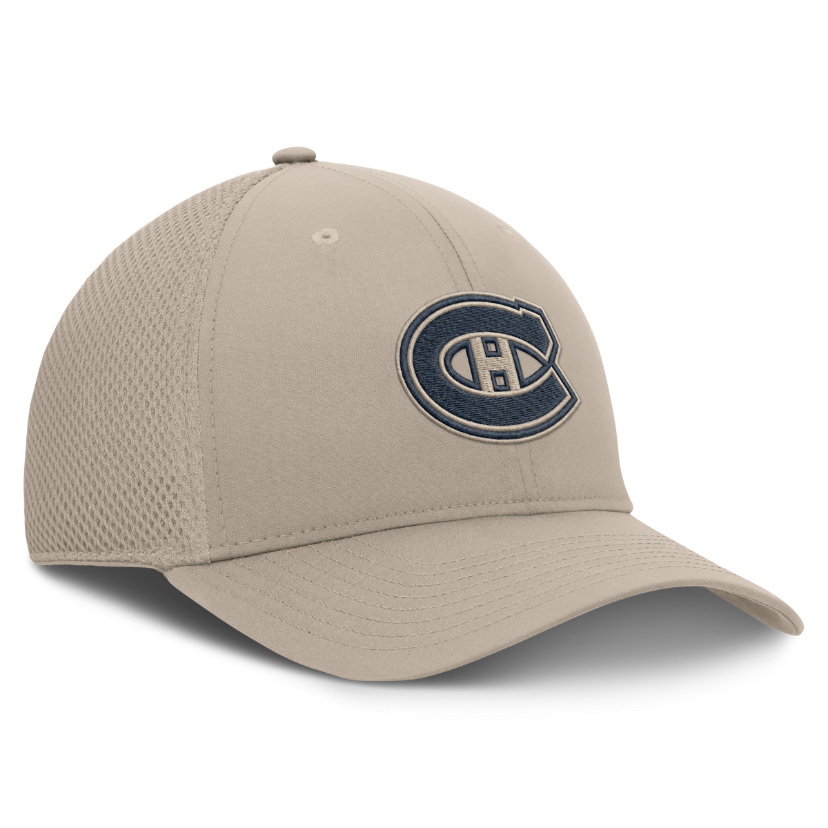 Montreal Canadiens NHL Fanatics Branded Men Beige Authentic Pro Road Stretch Meshback Hat product image 4, provided for