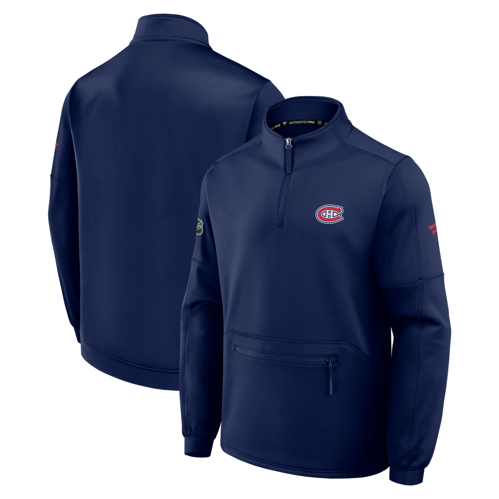 Montreal Canadiens NHL Fanatics Branded Men Navy 2026 Authentic Pro Rink 1/4 Zip Fleece Jacket product image 3, provided for
