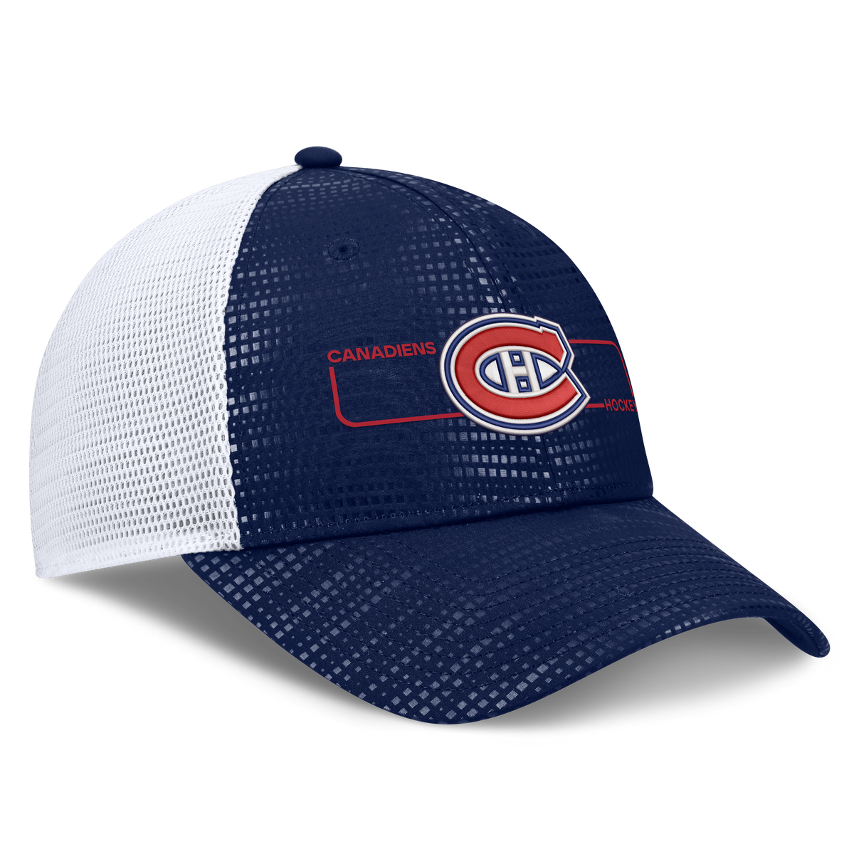 Montreal Canadiens NHL Fanatics Branded Men Navy Authentic Pro Rink Boxed Logo Trucker Snapback product image 4, provided