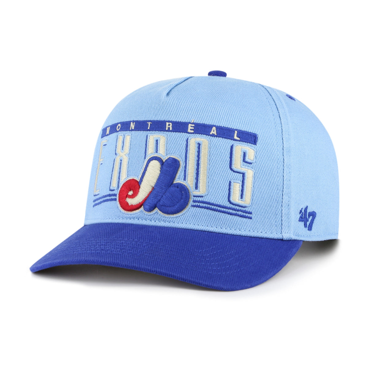Montreal Expos MLB 47 Brand Men Light Blue Double Header Baseline Hitch Snapback product image 1, provided for visual