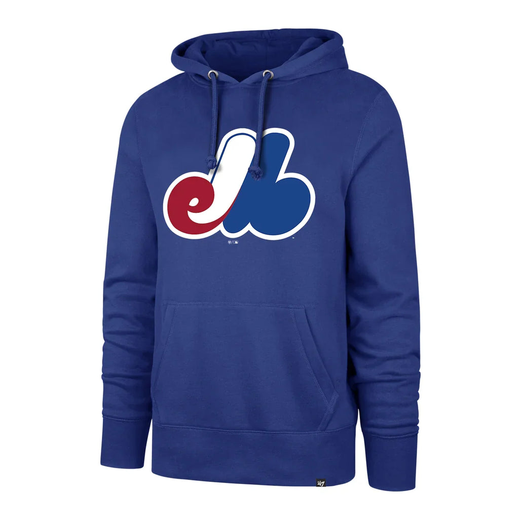 Montreal Expos MLB 47 Brand Men Royal Imprint Headline Pullover Hoodie product image 1, provided for visual reference and