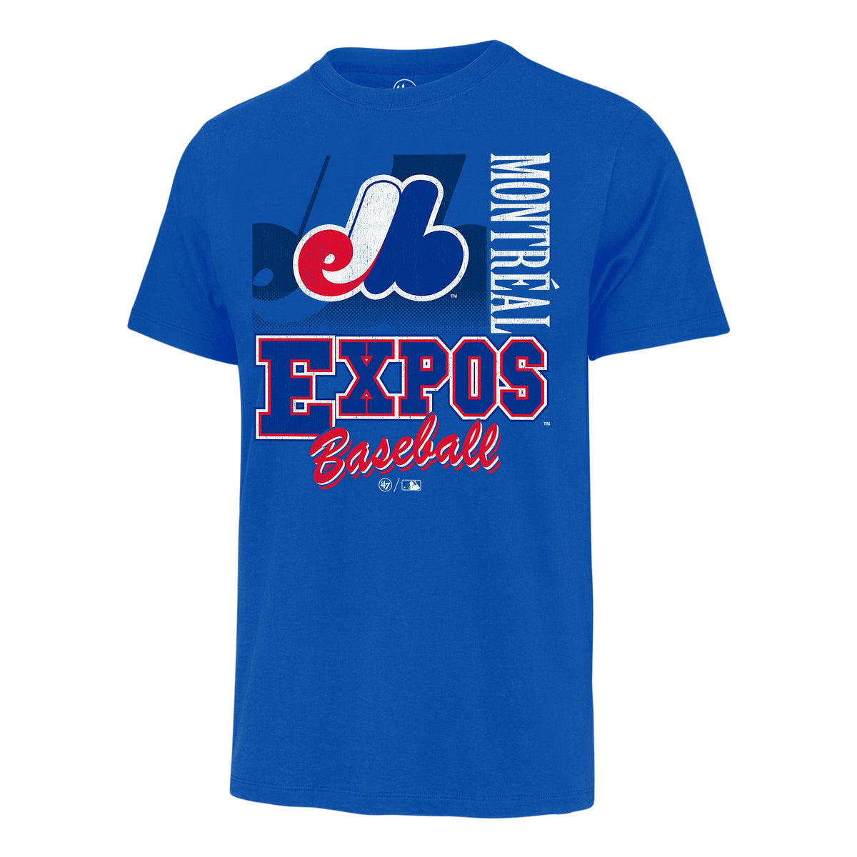Montreal Expos MLB 47 Brand Men Royal Stadium T-Shirt product image 1, provided for visual reference and product detail