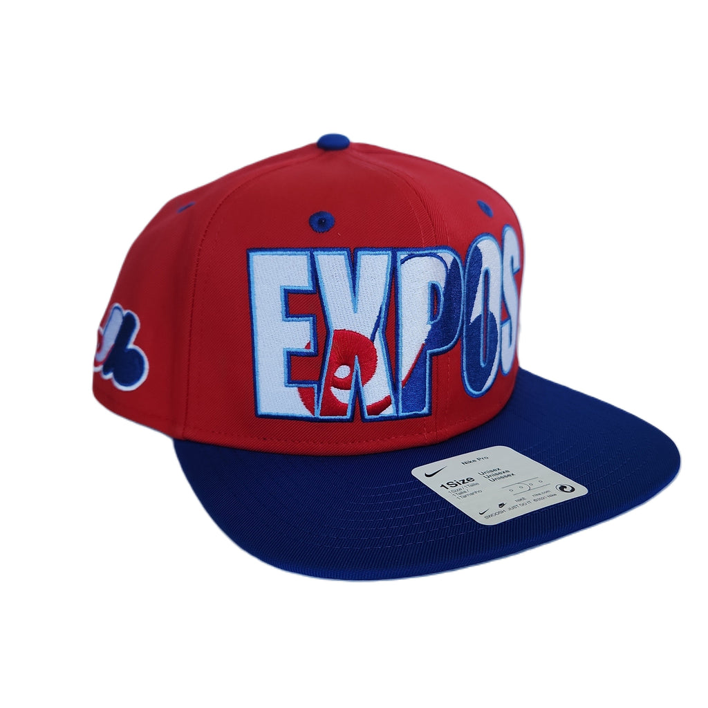 Montreal Expos MLB Nike Men Red Cooperstown Pro Flat Brim Snapback product image 2, provided for visual reference and