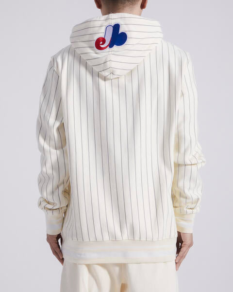 Montreal Expos MLB Pro Standard Men Cream Pinstripe Cooperstown Pullover Hoodie product image 2, provided for visual