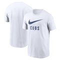 Chicago Cubs Nike White Swoosh T-Shirt product image 1, provided for visual reference and product detail review