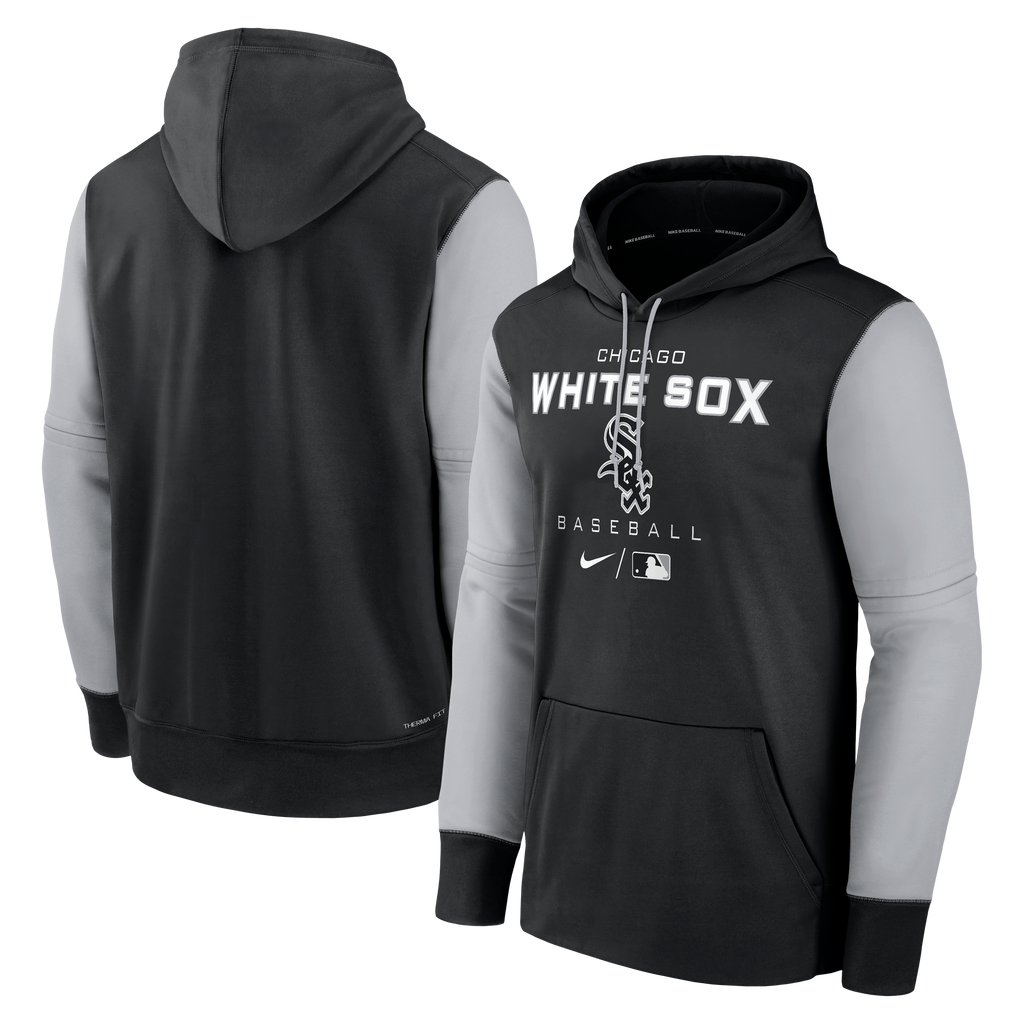 Chicago White Sox Black/Grey Therma Fleece Hoody product image 1, provided for visual reference and product detail review