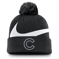 Chicago Cubs Nike Black/White Winter 2024 Pom Knit Hat product image 1, provided for visual reference and product detail