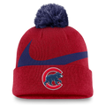 Chicago Cubs Nike Red/Blue Swoosh Winter 2024 Pom Knit Hat product image 1, provided for visual reference and product detail
