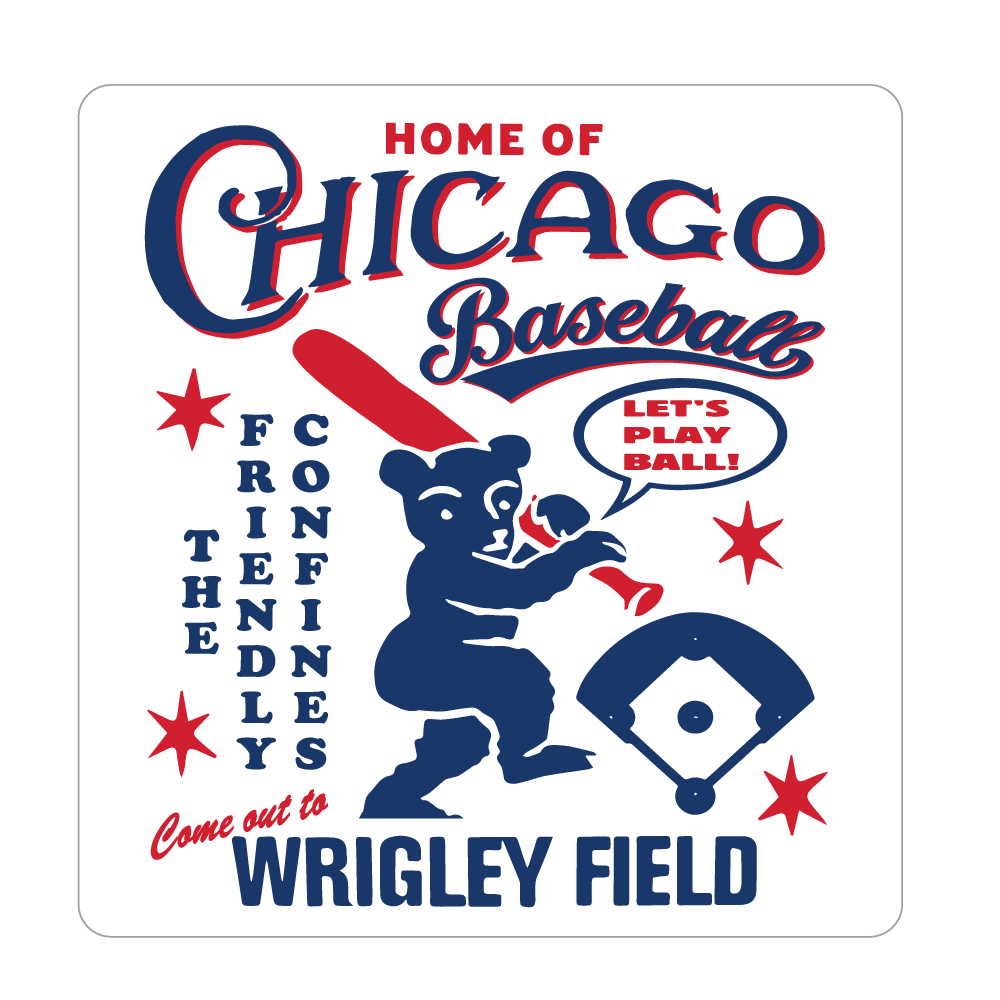 Wrigley Field The Friendly Confines Let's Play Ball Sticker product image 1, provided for visual reference and product