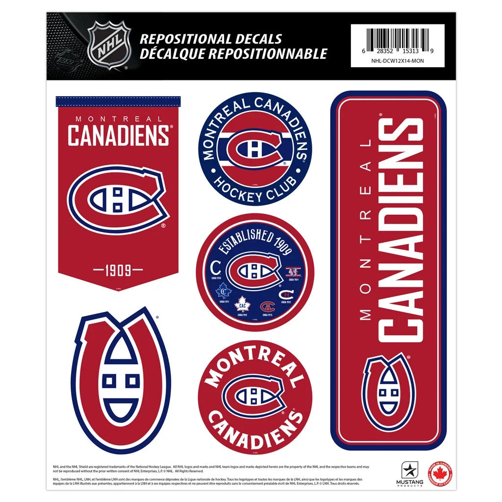 Montreal Canadiens NHL 12"x14" Team Fan Vinyl Sticker Set product image 1, provided for visual reference and product detail