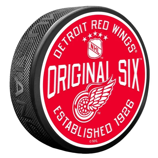 Detroit Red Wings Original Six NHL 1950's Textured Hockey Puck product image 1, provided for visual reference and product