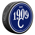 Montreal Canadiens NHL Founding Year Textured Hockey Puck product image 1, provided for visual reference and product detail
