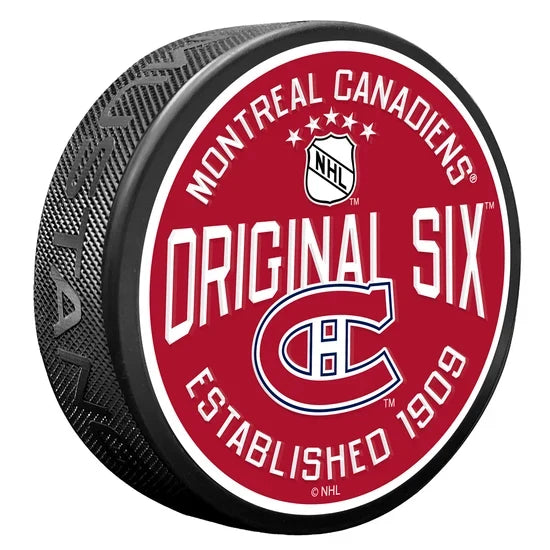 Montreal Canadiens Original Six NHL 1950's Textured Hockey Puck product image 1, provided for visual reference and product