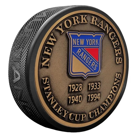 New York Rangers NHL Stanley Cup Years Medallion Hockey Puck product image 1, provided for visual reference and product
