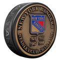 New York Rangers NHL Stanley Cup Years Medallion Hockey Puck product image 1, provided for visual reference and product