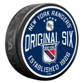 New York Rangers Original Six NHL 1950's Textured Hockey Puck product image 1, provided for visual reference and product