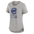 Chicago Cubs Grey Heather/Royal Crawl Bear Nike Women TriBlend T-Shirt product image 1, provided for visual reference and