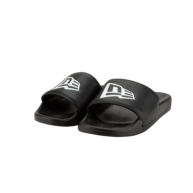 New Era Flag Men Black White AX20 Slides Sandals product image 2, provided for visual reference and product detail review