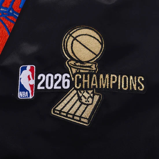 New York Knicks NBA Pro Standard Men Black 2026 Championship Satin Jacket product image 9, provided for visual reference and