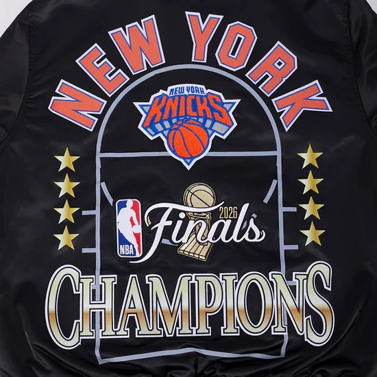 New York Knicks NBA Pro Standard Men Black 2026 Championship Satin Jacket product image 12, provided for visual reference