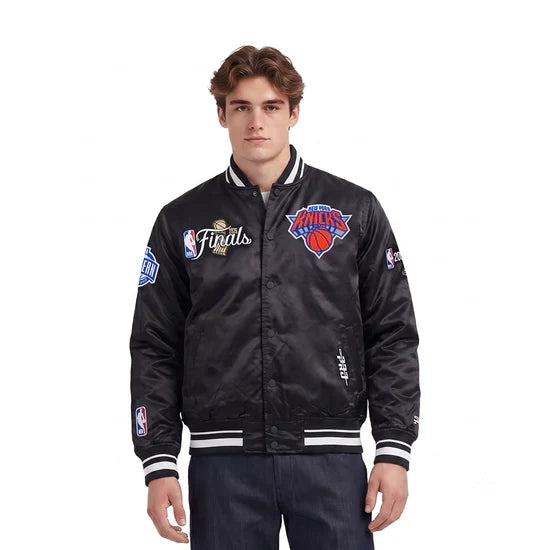 New York Knicks NBA Pro Standard Men Black 2026 Championship Satin Jacket product image 5, provided for visual reference and