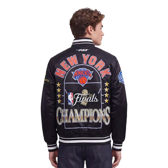 New York Knicks NBA Pro Standard Men Black 2026 Championship Satin Jacket product image 6, provided for visual reference and