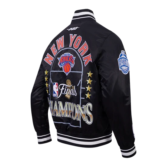 New York Knicks NBA Pro Standard Men Black 2026 Championship Satin Jacket product image 4, provided for visual reference and