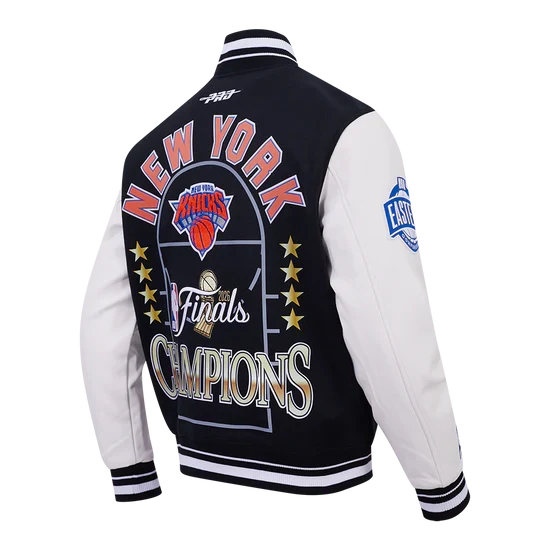 New York Knicks NBA Pro Standard Men Black/White 2026 Championship Wool Varsity Jacket product image 4, provided for visual